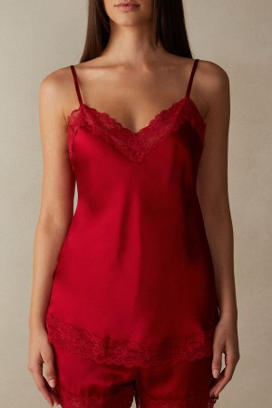 Red Intimissimi Lace and Silk Top | TCAPQ90361